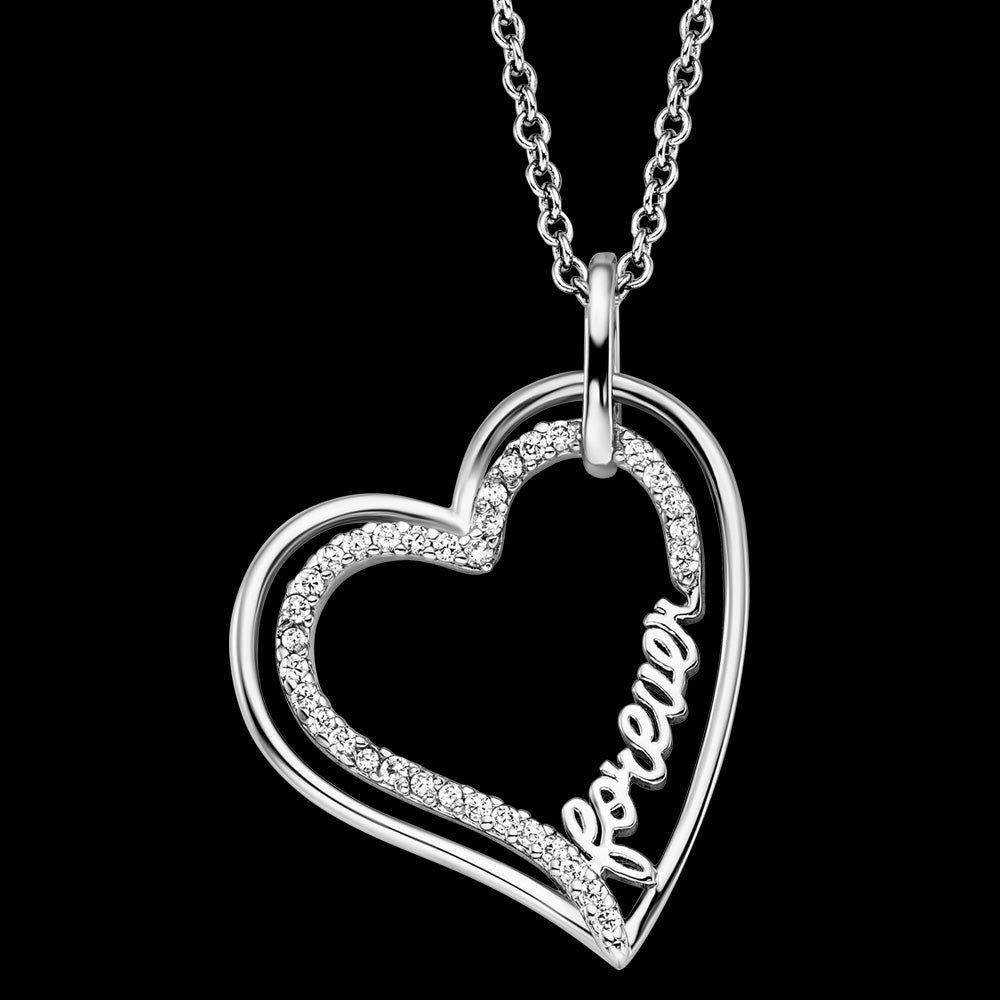 ENGELSRUFER FOREVER HEART SILVER CZ NECKLACE