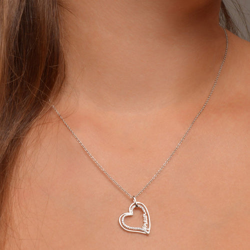 ENGELSRUFER FOREVER HEART SILVER CZ NECKLACE - MODEL VIEW