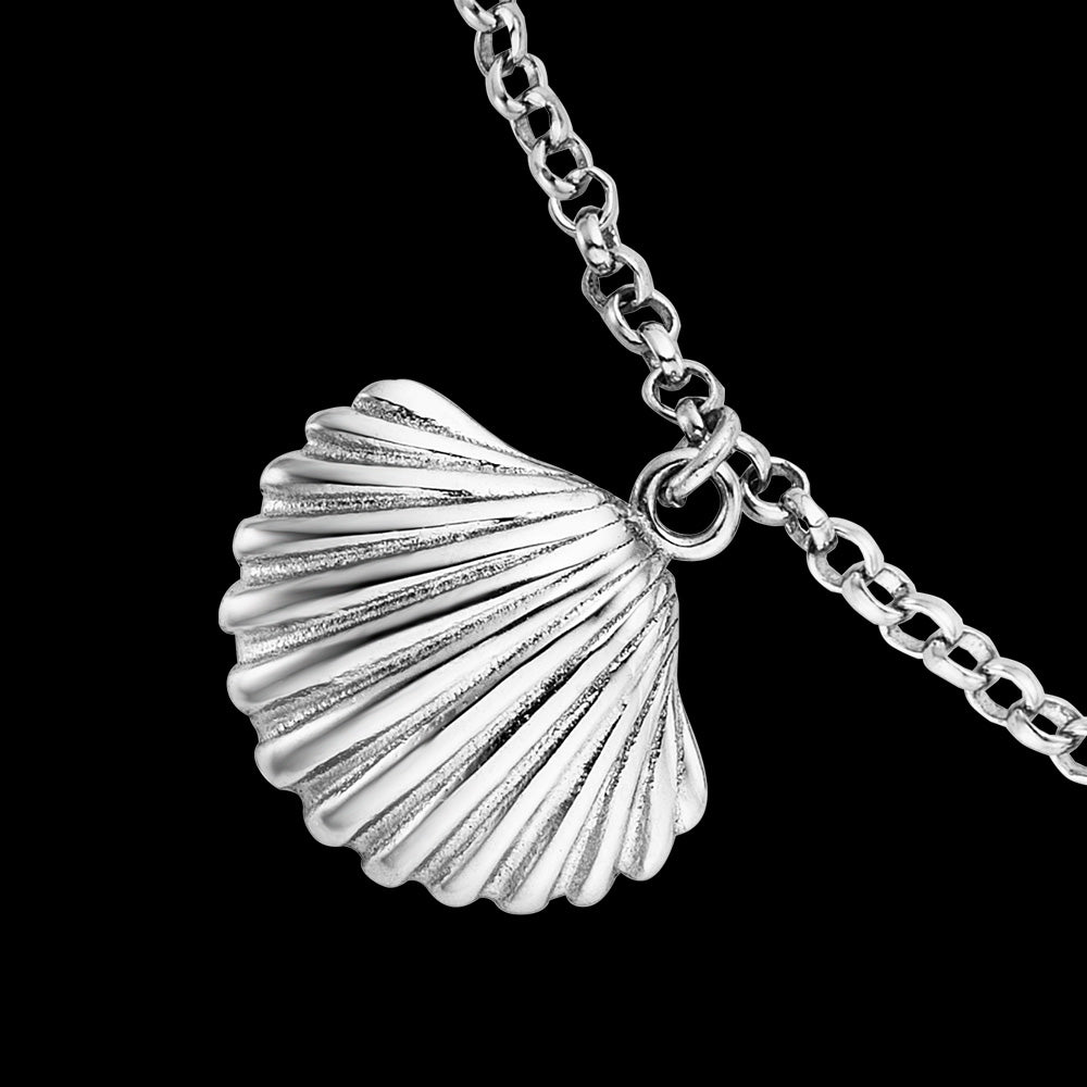 ENGELSRUFER ALOHA SILVER ANKLET - SEA SHELL CHARM CLOSE-UP