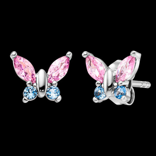 HERZENGEL BUTTERFLY PINK BLUE CHILDREN'S STUD EARRINGS