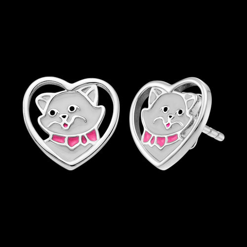 HERZENGEL CAT LOVE HEART CHILDREN'S STUD EARRINGS