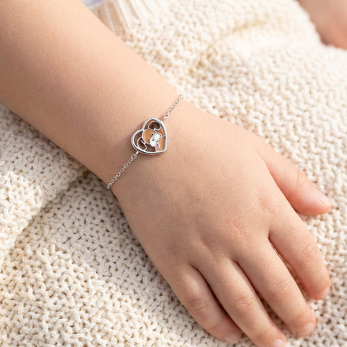 Young Girl Wearing Dog Love Heart Children's Bracelet