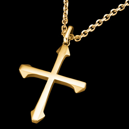 SAVE BRAVE MEN'S ISAAC GOLD STEEL CROSS NECKLACE