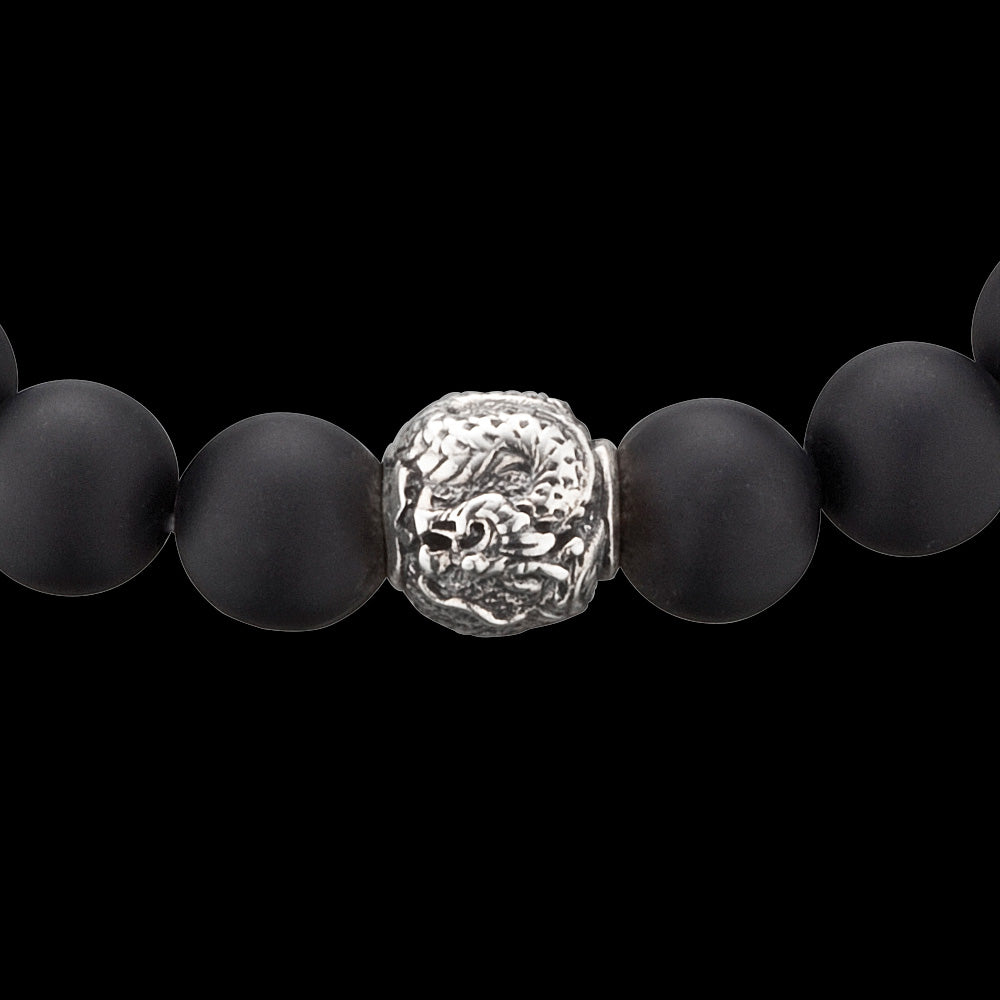SAVE BRAVE MEN'S STEEL BLACK ONYX DRAGON BRACELET - CLOSE-UP