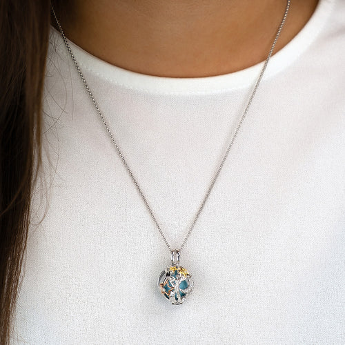 ENGELSRUFER SILVER HEAVEN FLYING ANGEL SOUNDBALL NECKLACE - MODEL VIEW