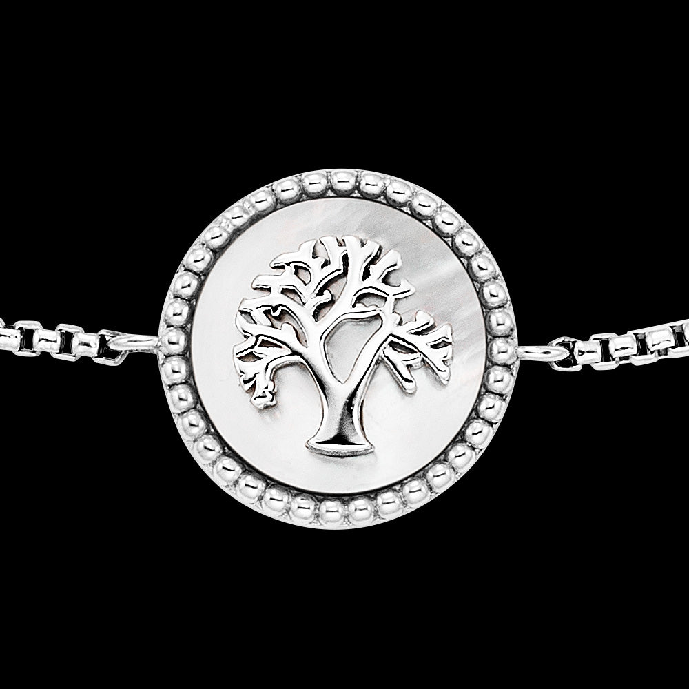 ENGELSRUFER SILVER TREE OF LIFE MOTHER OF PEARL BRACELET - CLOSE-UP