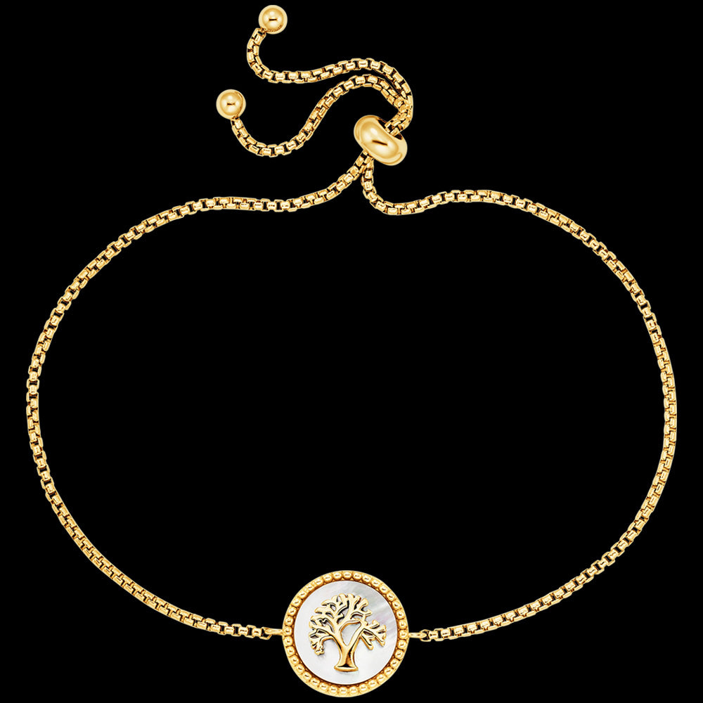 ENGELSRUFER GOLD TREE OF LIFE MOTHER OF PEARL BRACELET