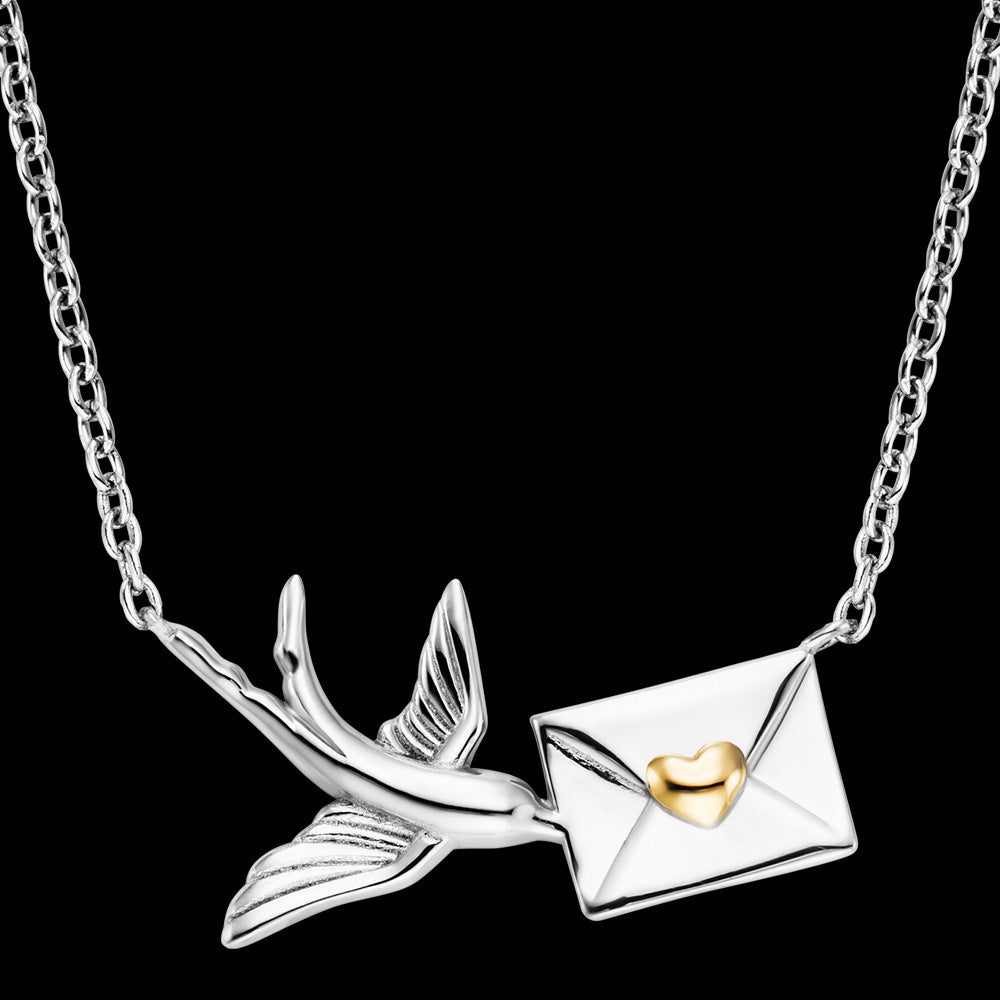 ENGELSRUFER SILVER SWALLOW LOVE LETTER NECKLACE