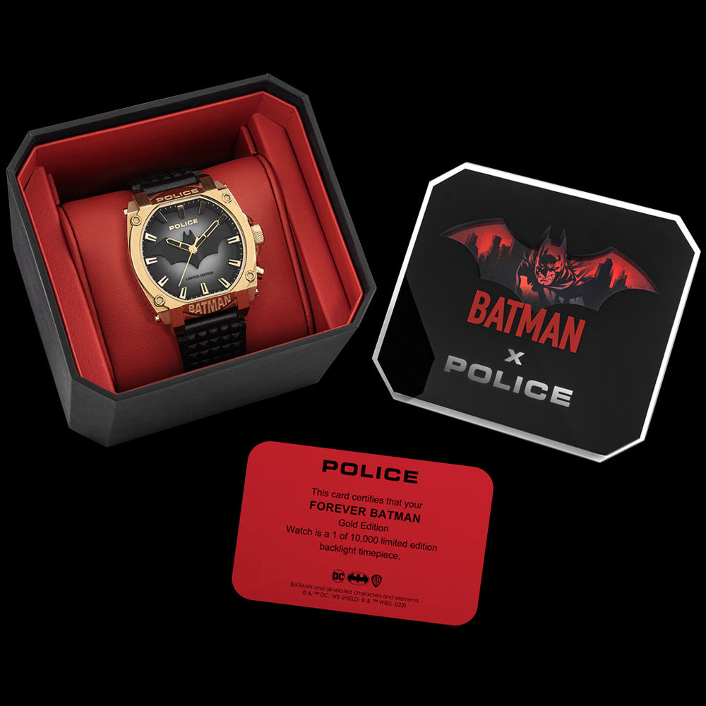 POLICE FOREVER BATMAN GOLD & BLACK LIMITED EDITION WATCH - PACKAGING