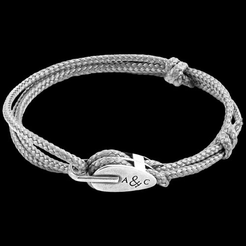 ANCHOR & CREW TYNE SILVER GREY ROPE BRACELET