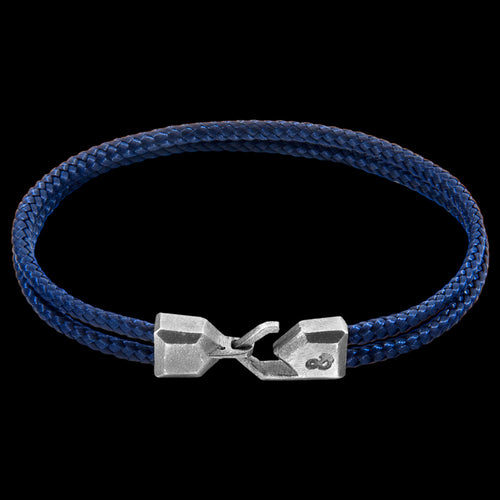 ANCHOR & CREW CROMER SILVER NAVY BLUE ROPE BRACELET