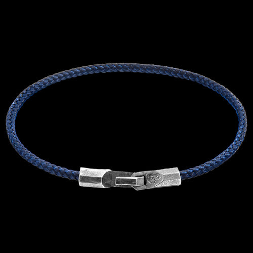 ANCHOR & CREW TALBOT SILVER NAVY BLUE ROPE BRACELET