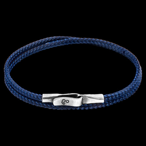 ANCHOR & CREW LIVERPOOL SILVER NAVY BLUE ROPE BRACELET