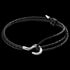 ANCHOR & CREW CHARLES SILVER  BLACK BRAIDED LEATHER BRACELET