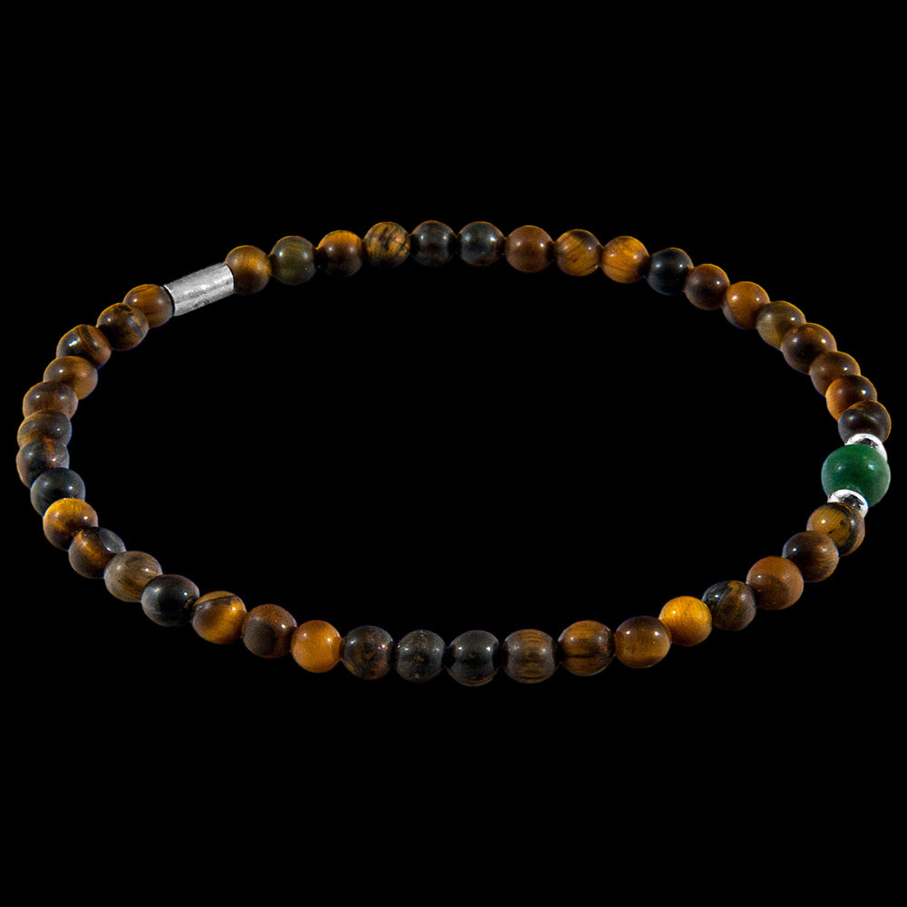 ANCHOR & CREW WALTER TIGER EYE & GREEN JADE STONE BRACELET