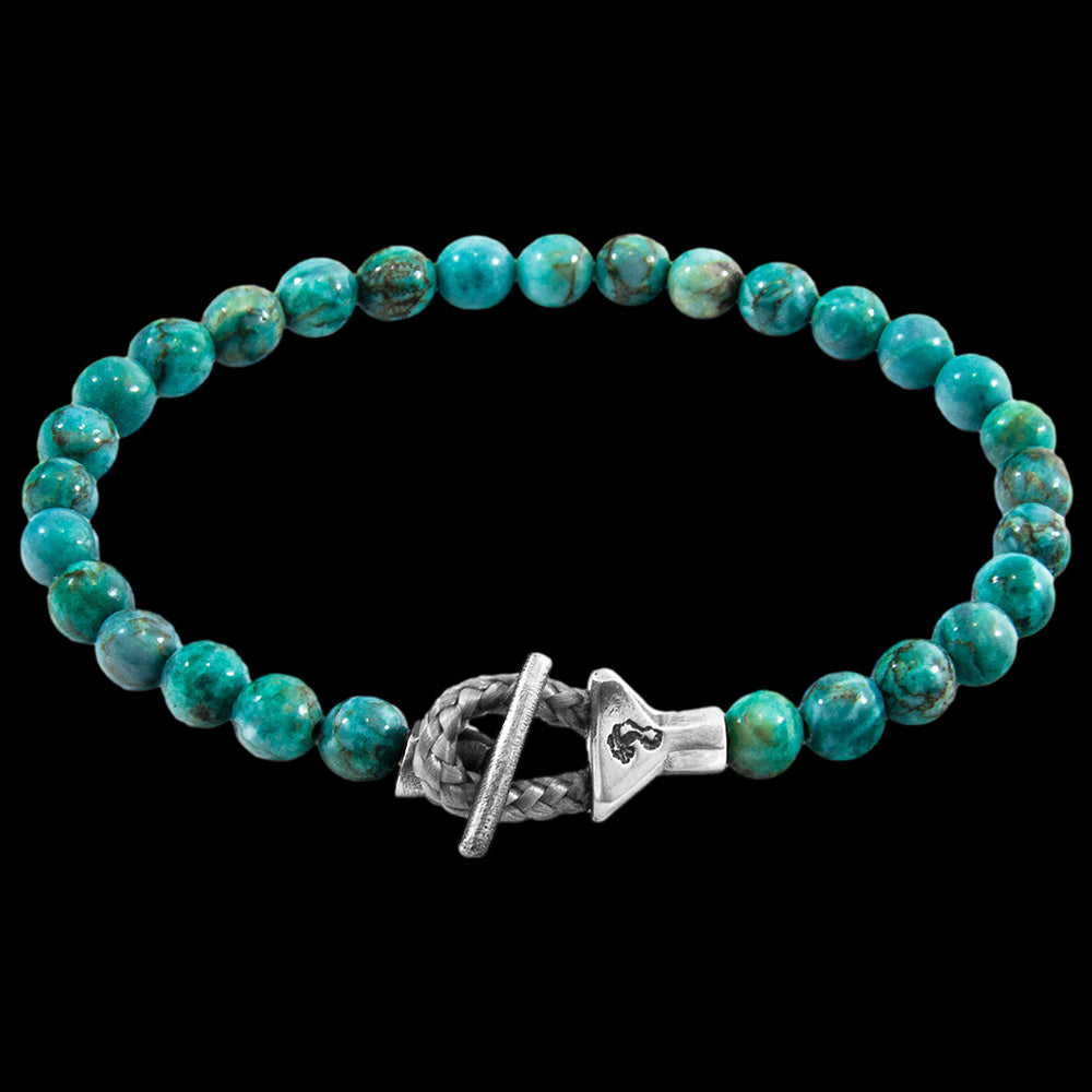 ANCHOR & CREW MANTARO SILVER BLUE TURQUOISE STONE BRACELET