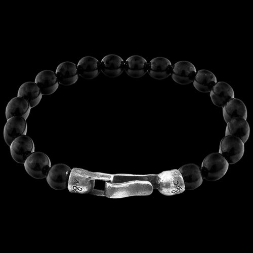 ANCHOR & CREW NACHI SILVER BLACK ONYX STONE BRACELET