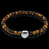 ANCHOR & CREW IGUAZU SILVER TIGER EYE & BLACK AGATE DOUBLE STONE BRACELET