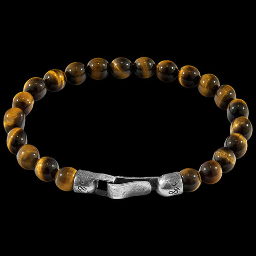 ANCHOR & CREW NACHI SILVER TIGER EYE STONE BRACELET