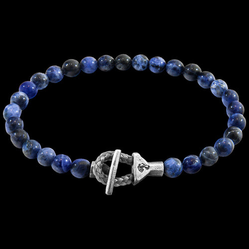 ANCHOR & CREW MANTARO SILVER BLUE SODALITE STONE BRACELET