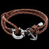 ANCHOR & CREW CLYDE SILVER BROWN BRAIDED LEATHER BRACELET