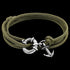 ANCHOR & CREW CLYDE SILVER KHAKI GREEN ROPE BRACELET