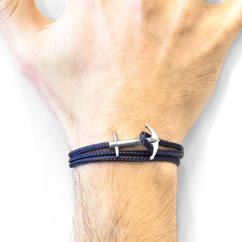 ANCHOR & CREW ADMIRAL SILVER NAVY BLUE ROPE BRACELET - WRIST VIEW
