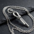 Sterling Silver Nautical Scaffold Knot Men's Necklace On A Black Stone