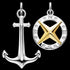 SAVE BRAVE ANCHOR NORTH STAR COMPASS TALISMAN STEEL MEN'S NECKLACE - CLOSE-UP