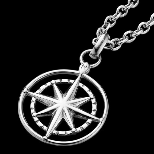 SAVE BRAVE NORTH STAR TALISMAN STEEL MEN'S NECKLACE