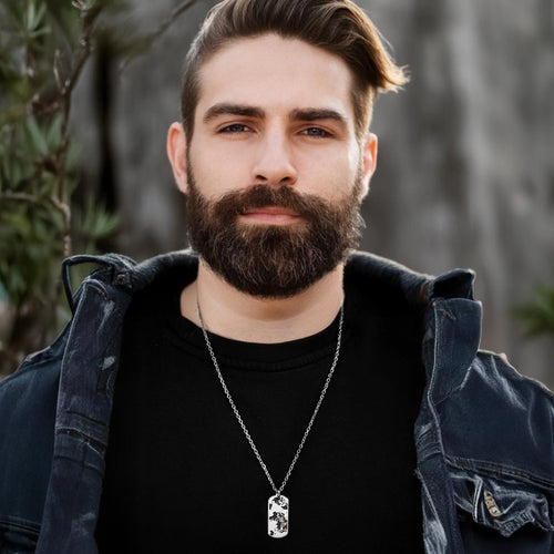 World Map Anchor Steel Men's Dog Tag Necklace | Save Brave Australia