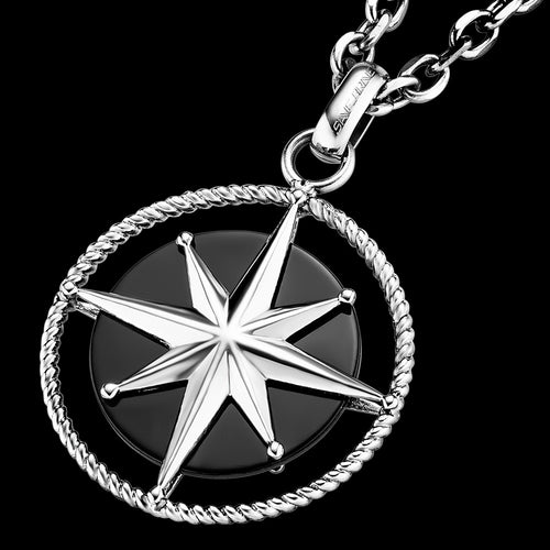 Black Onyx Compass Talisman Men's Necklace | Save Brave Australia