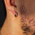 Man Wearing Checker Plate Huggie Hoop Men's Earring | Save Brave Australia