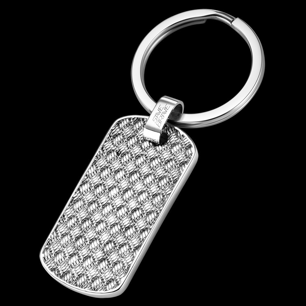 Checker Plate Stainless Steel Men's Keyring | Save Brave Australia