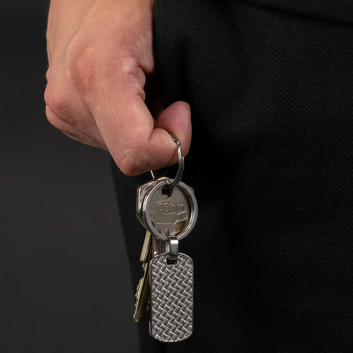 Keys On Checker Plate Stainless Steel Men's Keyring | Save Brave Australia