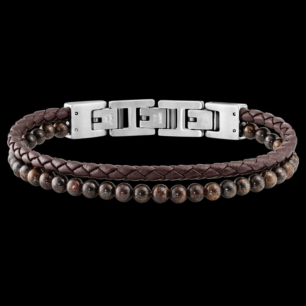Brown Leather & Tiger Eye Bead Men's Bracelet | Save Brave Australia