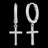 Cross Pave CZ Silver Dangle Hoop Earrings | Engelsrufer Australia