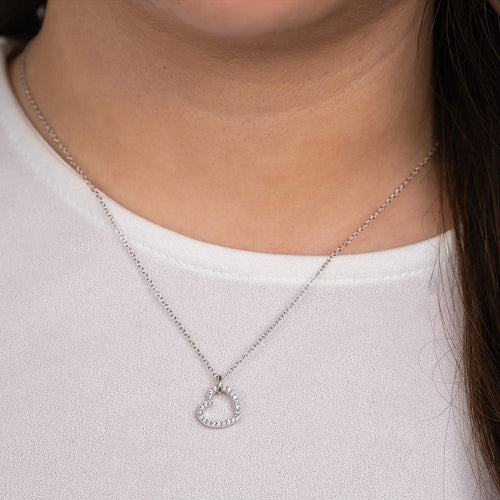 ENGELSRUFER SILVER SMALL SHINY HEART PAVE CZ NECKLACE