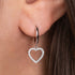 ENGELSRUFER SILVER SHINY HEART PAVE CZ HOOP EARRINGS - MODEL VIEW