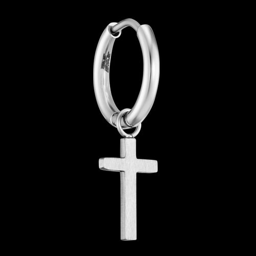 Steel Dangle Cross Men’s Hoop Earring | Save Brave Australia
