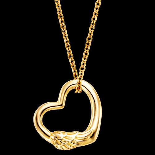 ENGELSRUFER GOLD ANGEL WING LOVE HEART NECKLACE