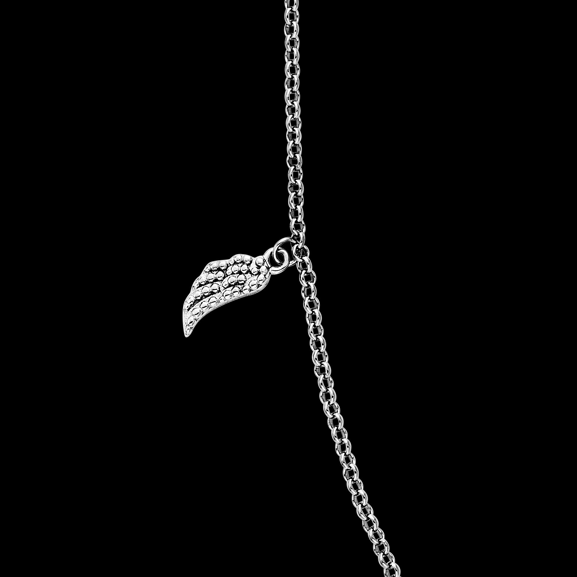 Angel Wing  Charm Close Up Sterling Silver Faith Love Hope Charm Necklace