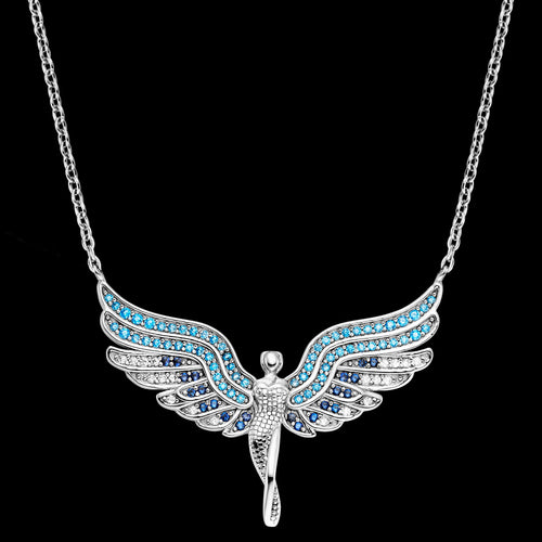 Sterling Silver Flying Angel Ocean Blue Necklace | Engelsrufer Australia