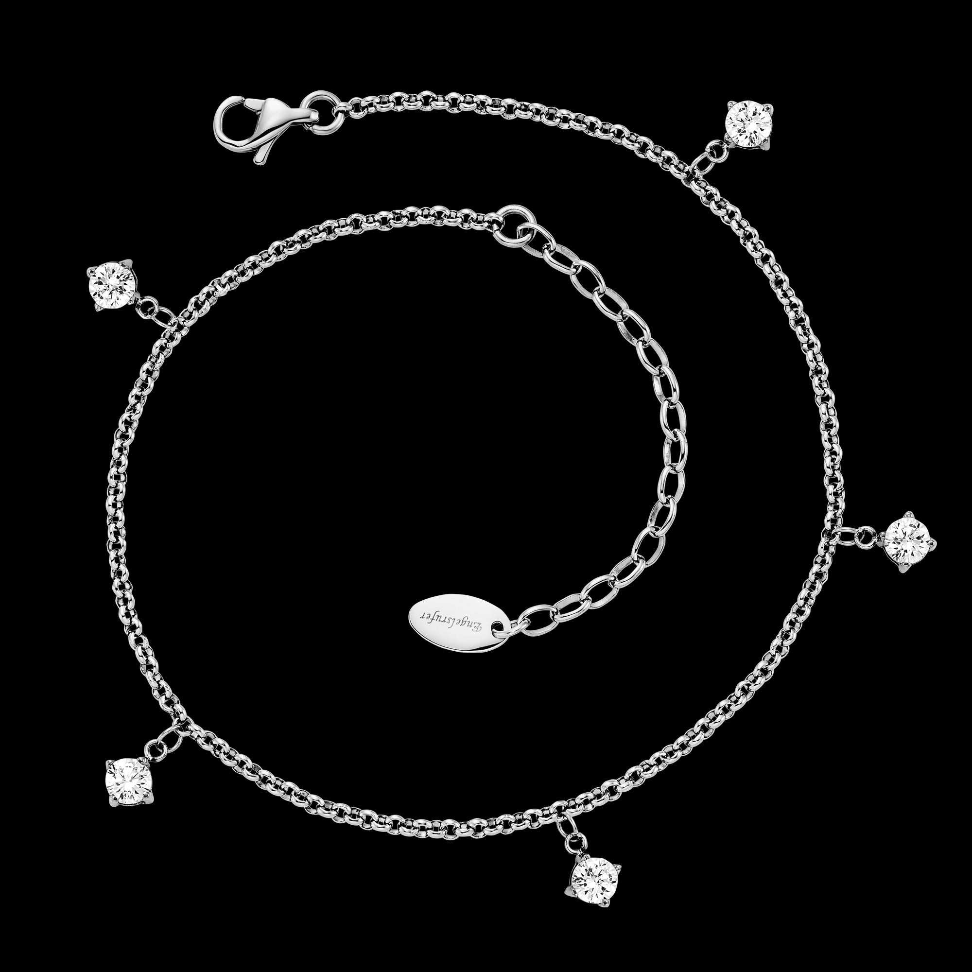 Stainless Steel Shiny CZ Gemstone Anklet | Engelsrufer Australia