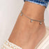 Woman Wearing Stainless Steel Shiny CZ Gemstone Anklet