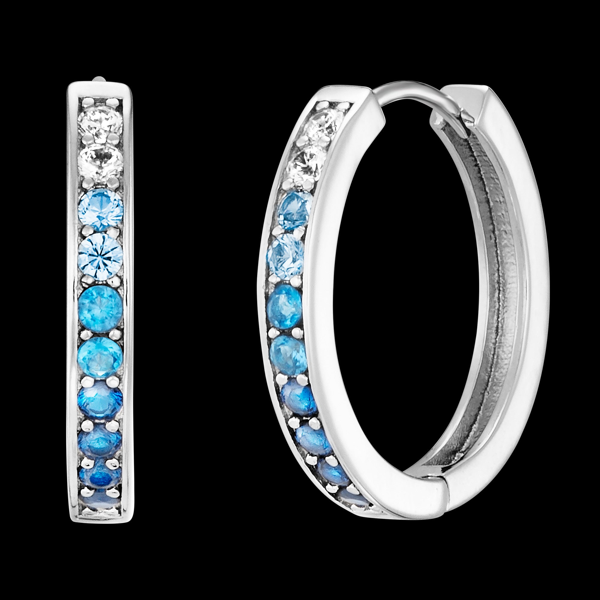 Sterling Silver Ocean Blue 21mm CZ Hoop Earrings | Engelsrufer Australia