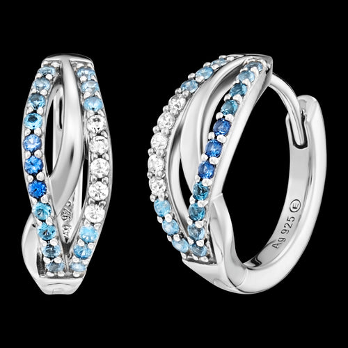 Sterling Silver Ocean Blue Infinity Paradise CZ Hoop Earrings | Engelsrufer Australia