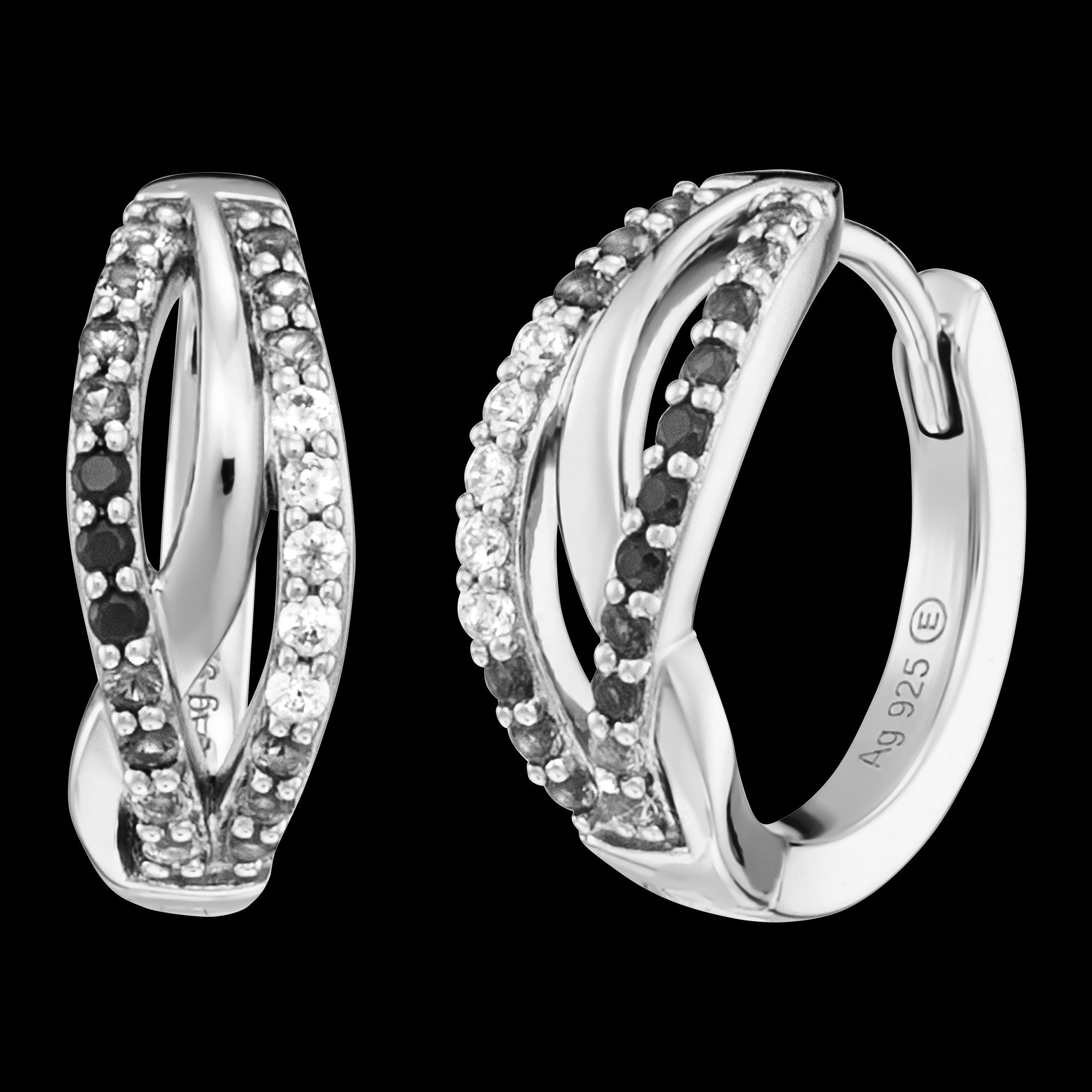 Dark Shade CZ Sterling Silver Infinity Hoop Earrings | Engelsrufer Australia