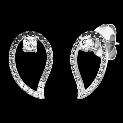 Sterling Silver Dark Shade Yin Yang Balance CZ Earrings | Engelsrufer Australia