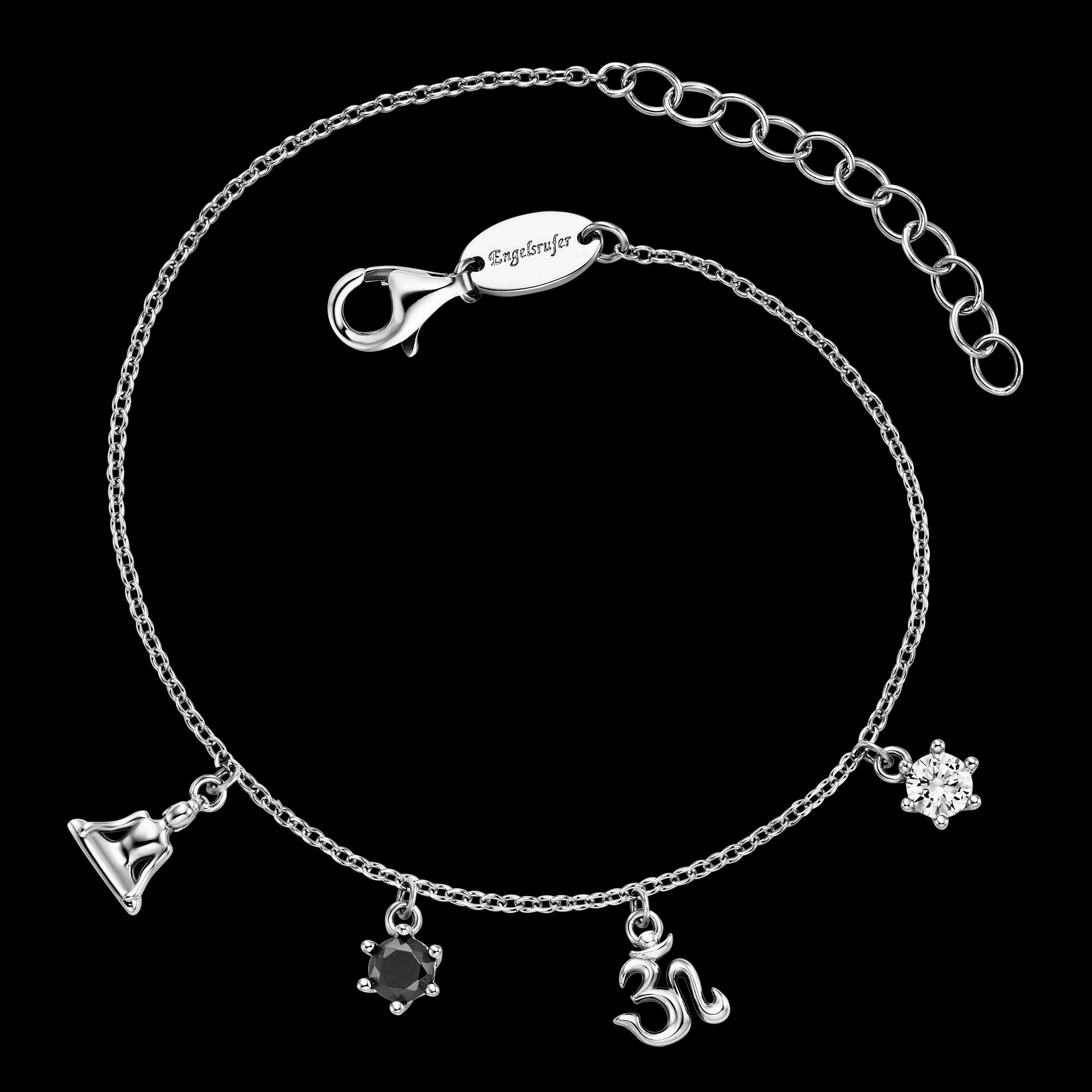 Silver Yin Yang Buddha Om Balance CZ Bracelet | Engelsrufer Australia